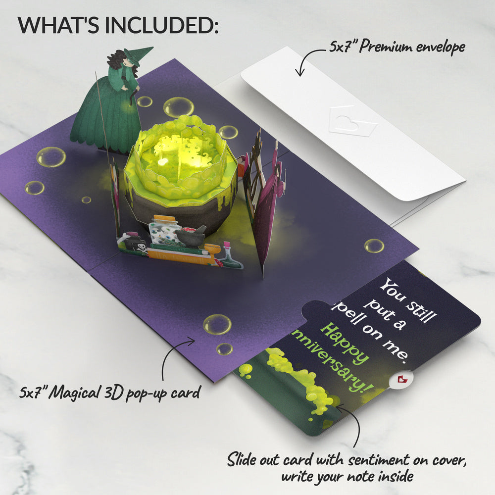 Toil and Trouble Halloween Cauldron Music and Lights Pop-Up Card and Under Your Spell Anniversary Sentiment Set