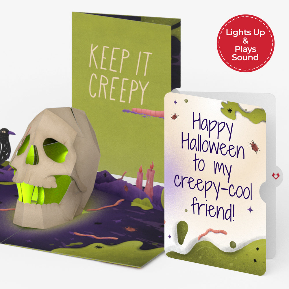 Keep it Creepy Halloween Skull Music and Light Pop-Up Card and Sentiment Set for Friend