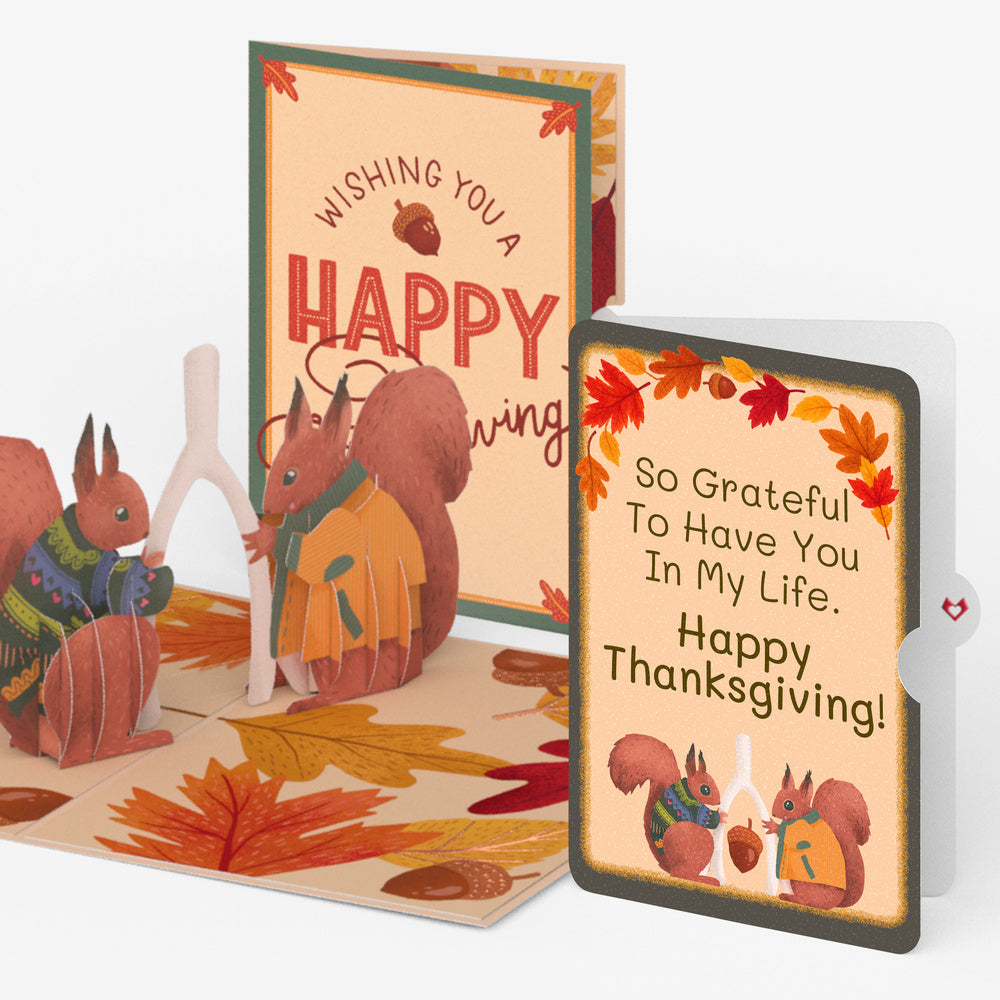 Woodland Happy Thanksgiving Wishbone Pop-Up Card and Grateful To Have You Sentiment Set