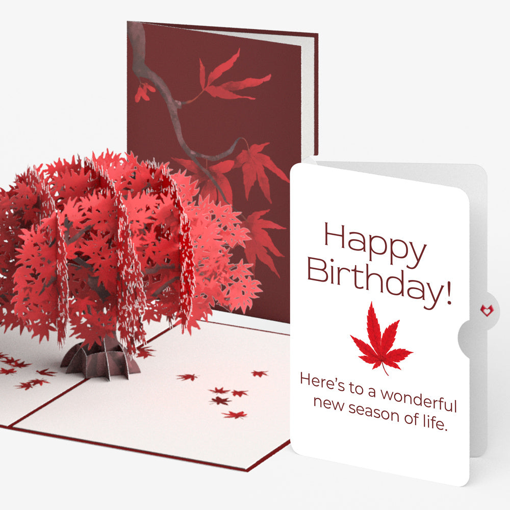 Majestic Japanese Maple Birthday Pop-Up Card and New Season of Life Sentiment Set