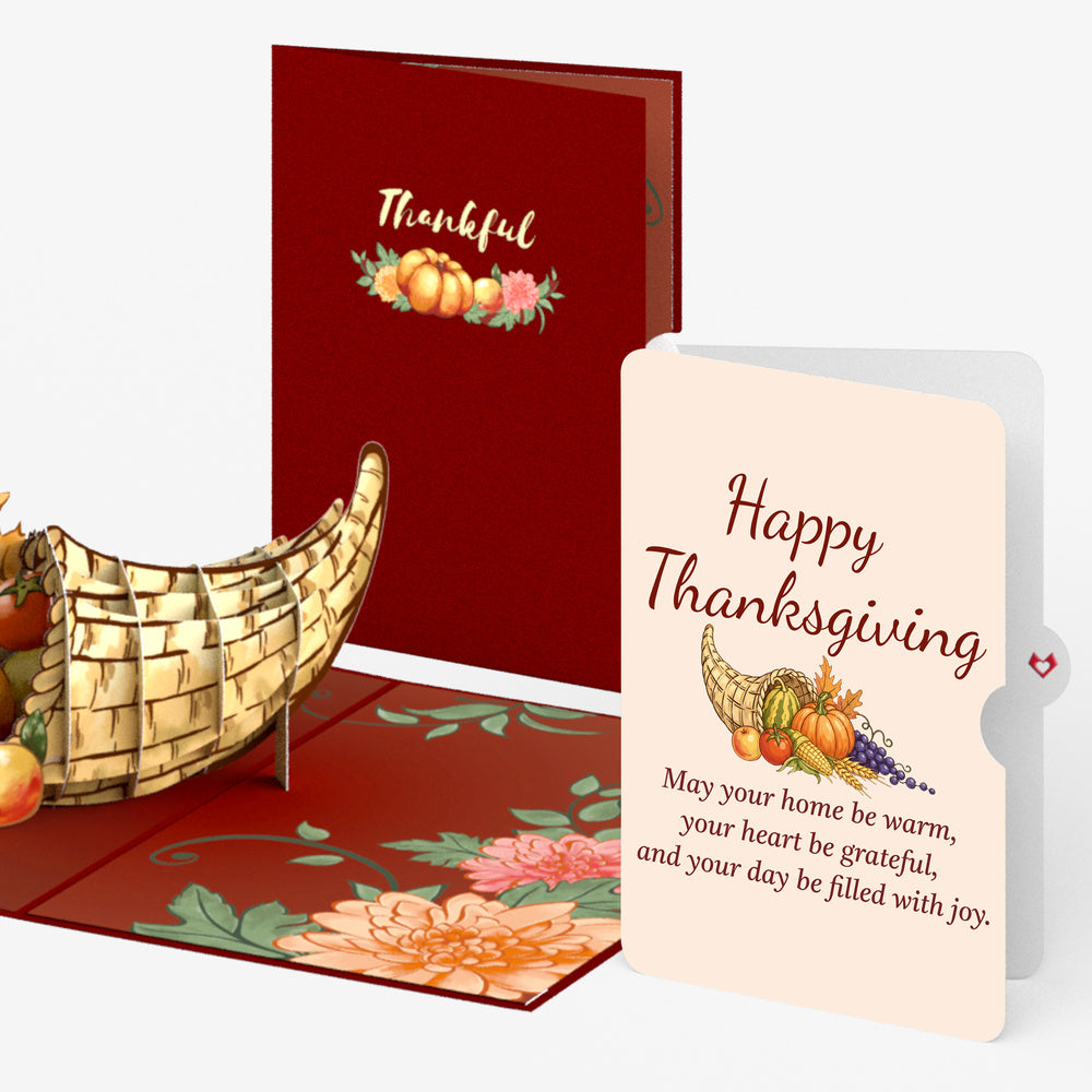 Thanksgiving Cornucopia Pop-Up Card and Warmth and Joy Sentiment Set