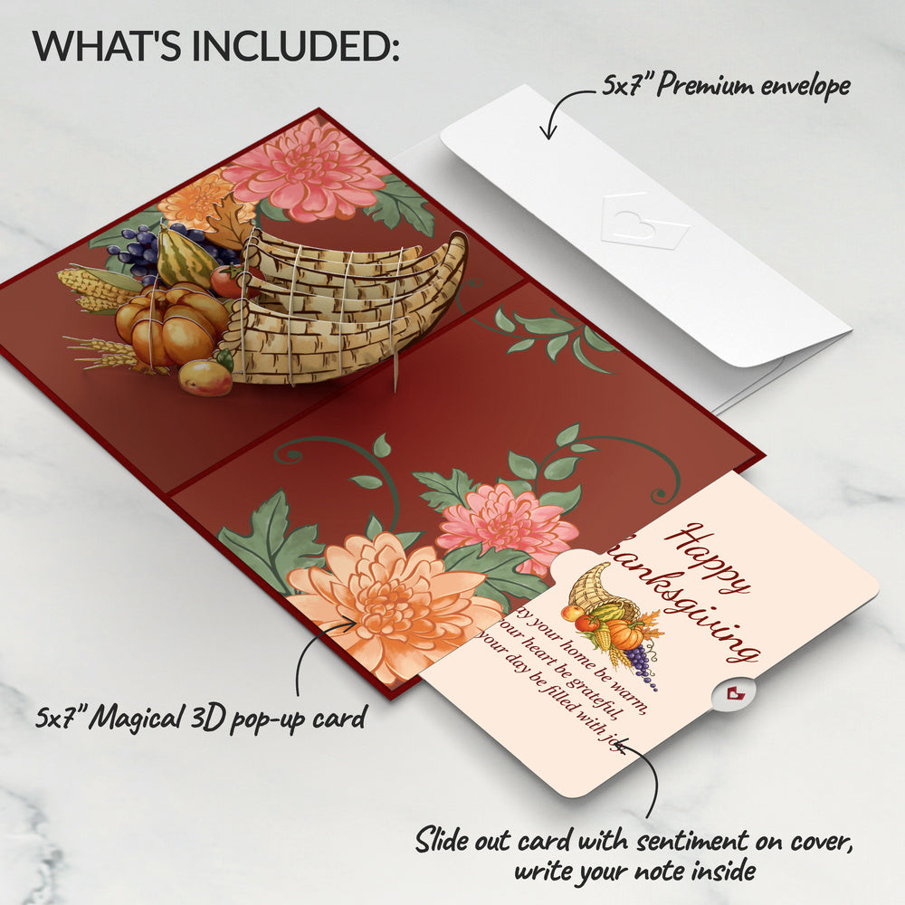 Thanksgiving Cornucopia Pop-Up Card and Warmth and Joy Sentiment Set
