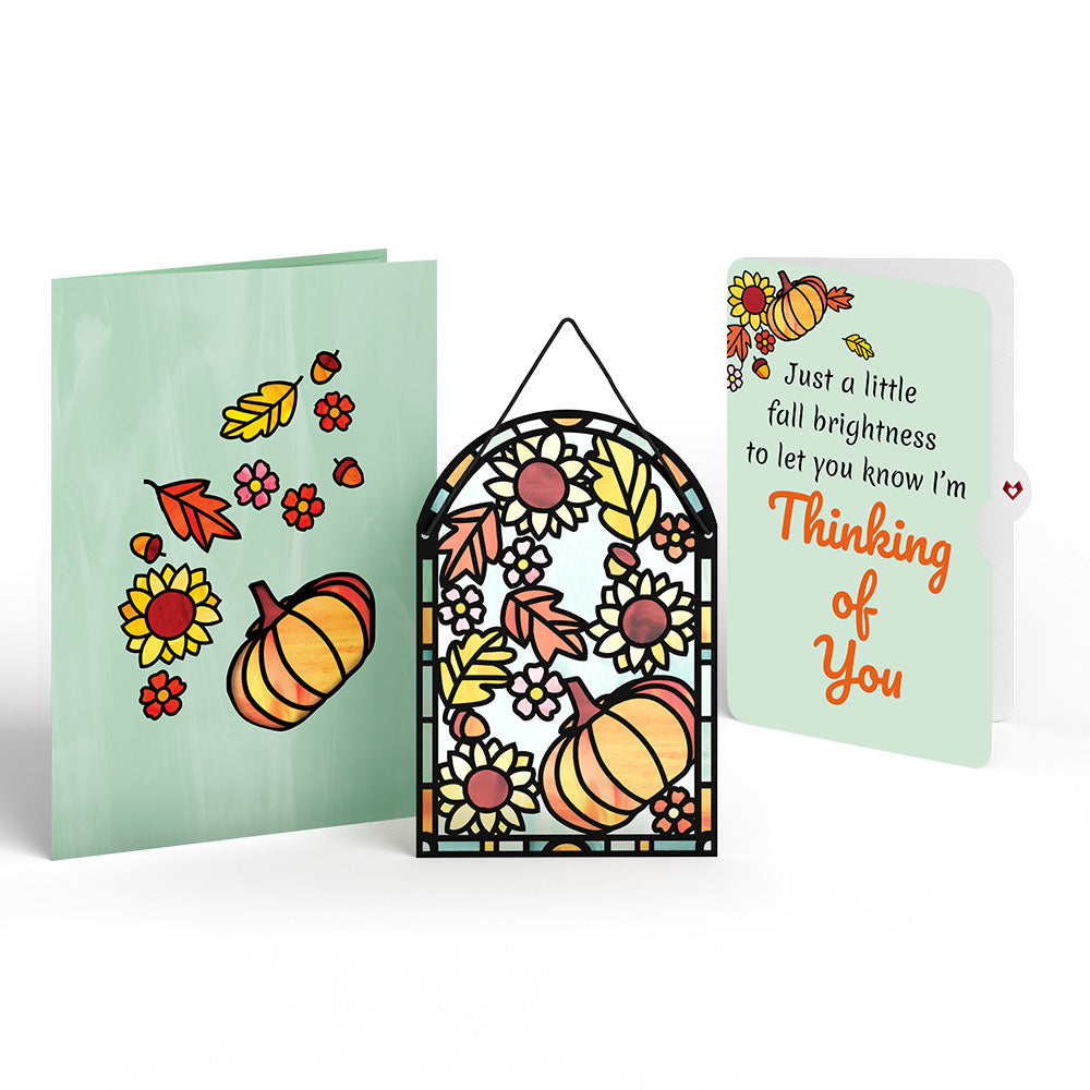 Autumn Glow Thinking of You Suncatcher Card and Fall Brightness Sentiment Set