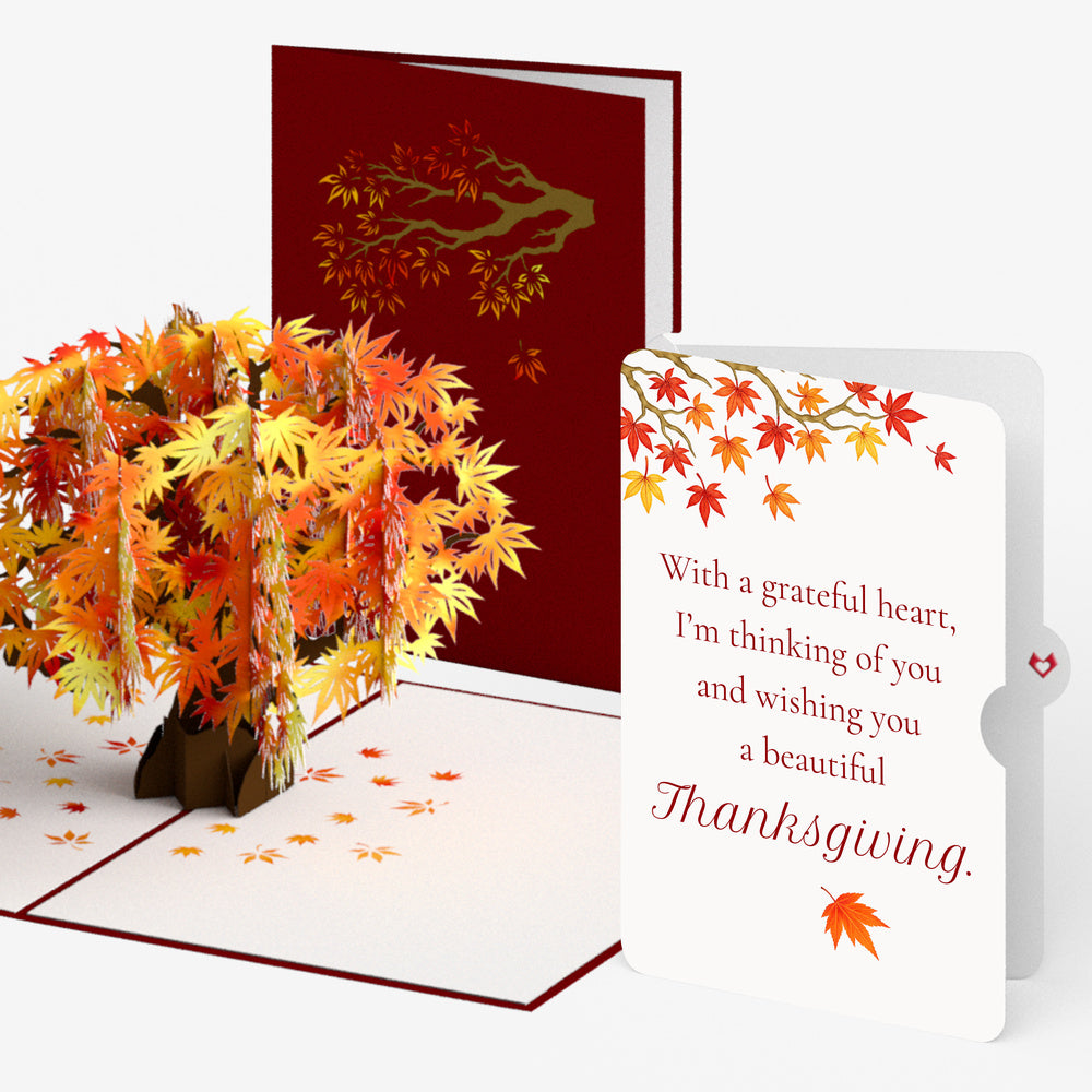 Sugar Maple Tree Thanksgiving Pop-Up Card and Grateful Heart Sentiment Set
