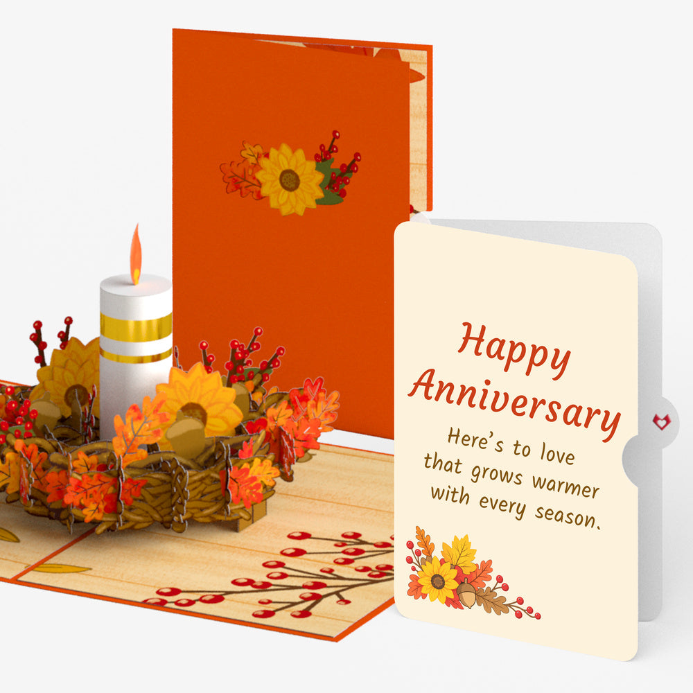 Fall Candle Anniversary Pop-Up Card and Warmer Every Season Sentiment Set