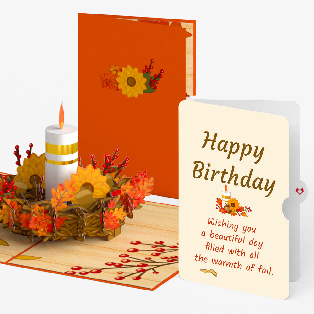 Fall Candle Pop-Up Card and Warmth of Fall Birthday Sentiment Set