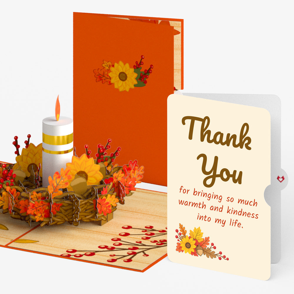 Fall Candle Thank You Pop-Up Card and Warmth & Kindness Sentiment Set