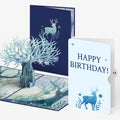 Winter Surreal Deer Birthday Pop-Up Card and Sentiment Set