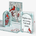 Stained Glass Winter Cardinal Get Well Pop-Up Card and Brighter Days Ahead Sentiment Set