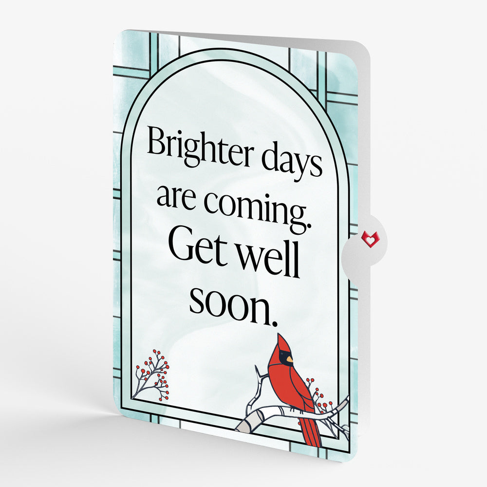 Stained Glass Winter Cardinal Get Well Pop-Up Card and Brighter Days Ahead Sentiment Set