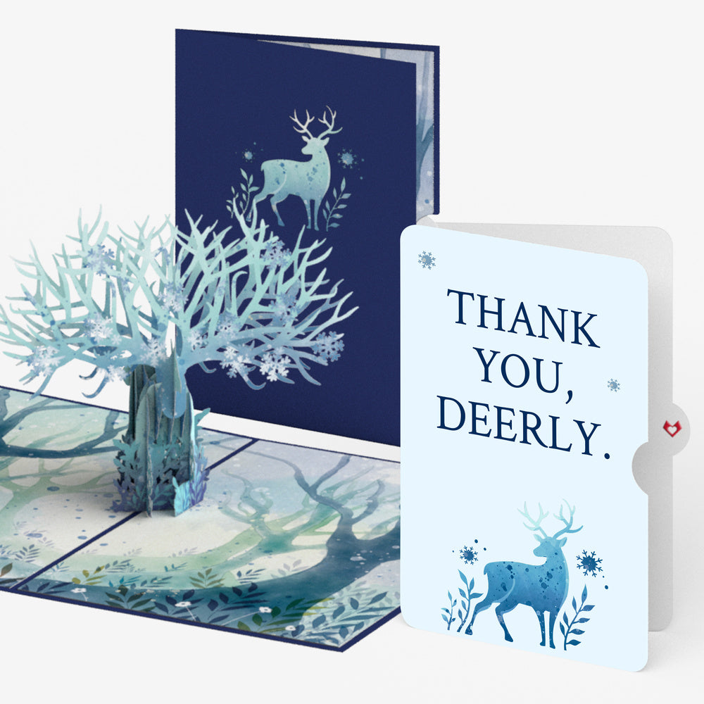 Winter Surreal Deer Thank You Pop-Up Card and Sentiment Set