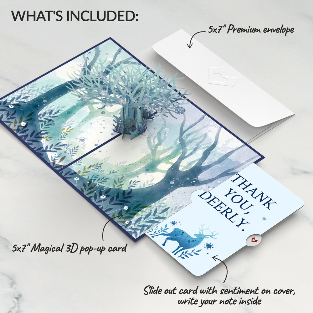 Winter Surreal Deer Thank You Pop-Up Card and Sentiment Set