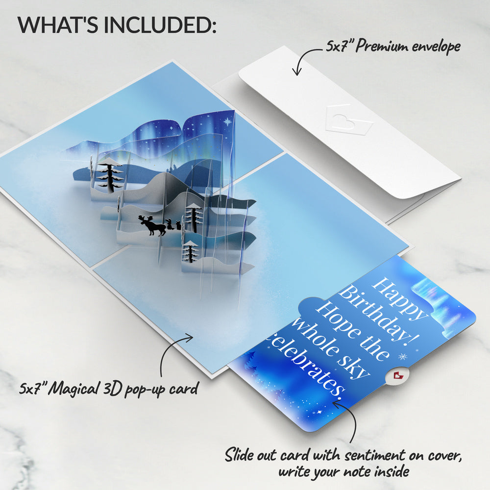 Borealis Winter Night Pop-Up Card and Whole Sky Celebrates Birthday Sentiment Set
