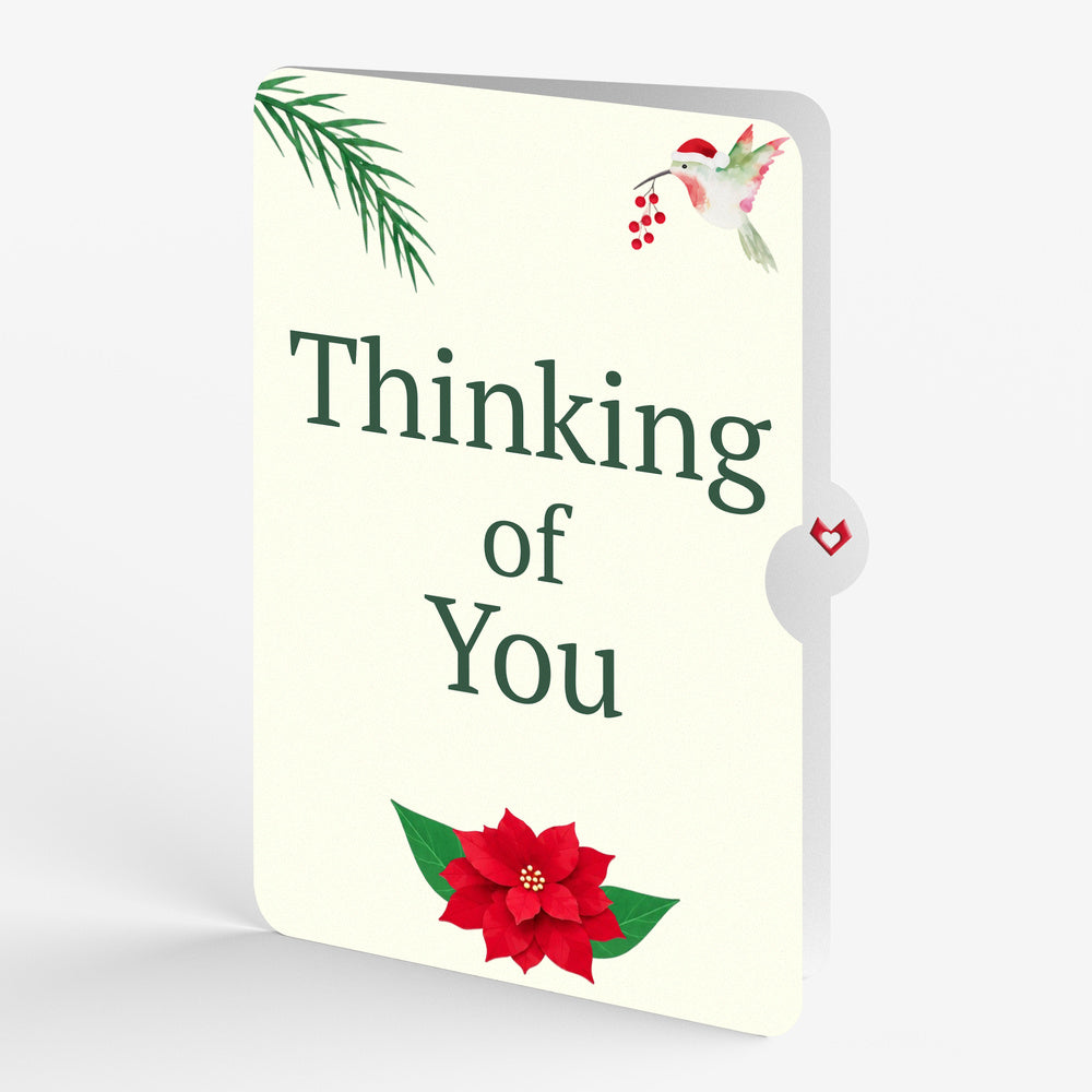 Hummingbirds on Poinsettias Thinking of You Pop-Up Card and Sentiment Set