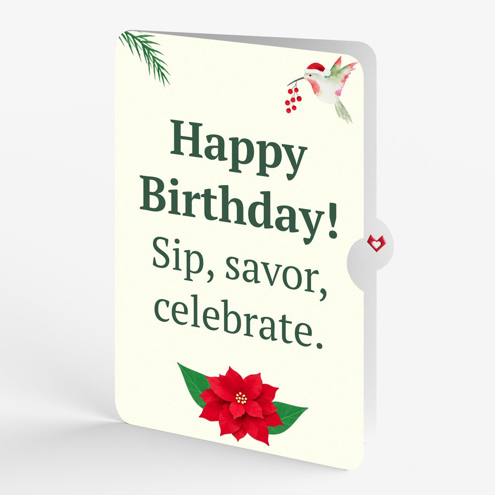 Hummingbirds on Poinsettias Pop-Up Card and Sip Savor Celebrate Birthday Sentiment Set