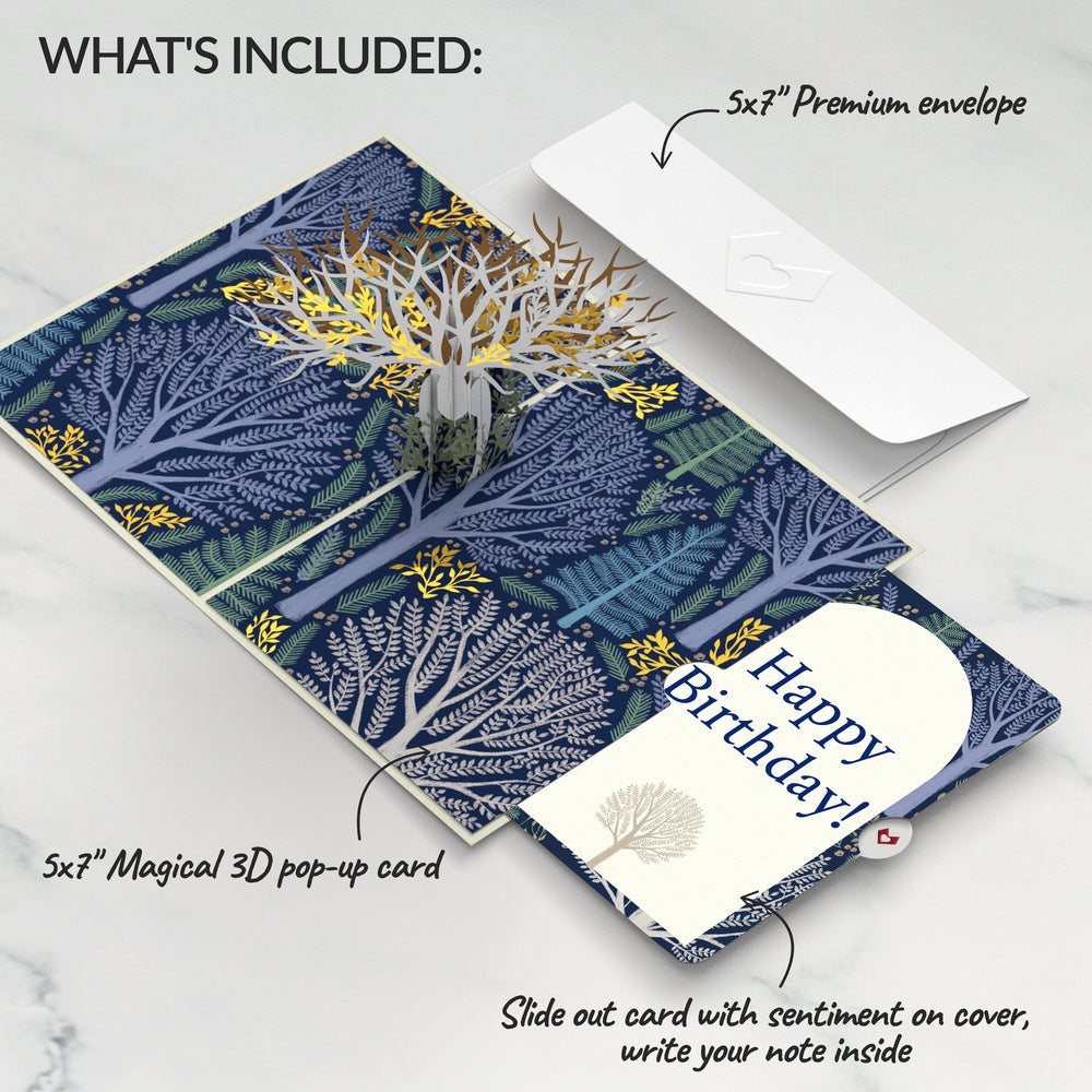 Surreal Deer Birthday Pop-Up Card and Woodland Forest Sentiment Set