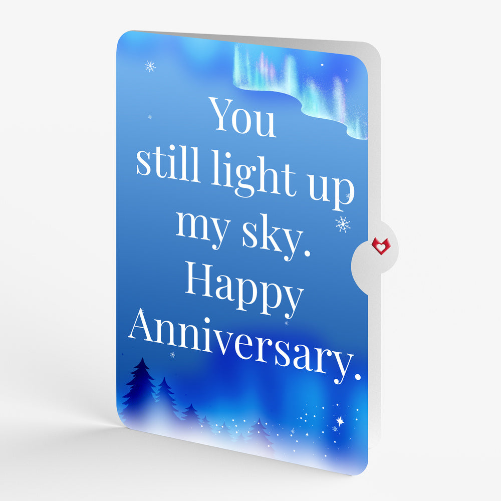 Borealis Winter Night Pop-Up Card and Light Up My Sky Anniversary Sentiment Set