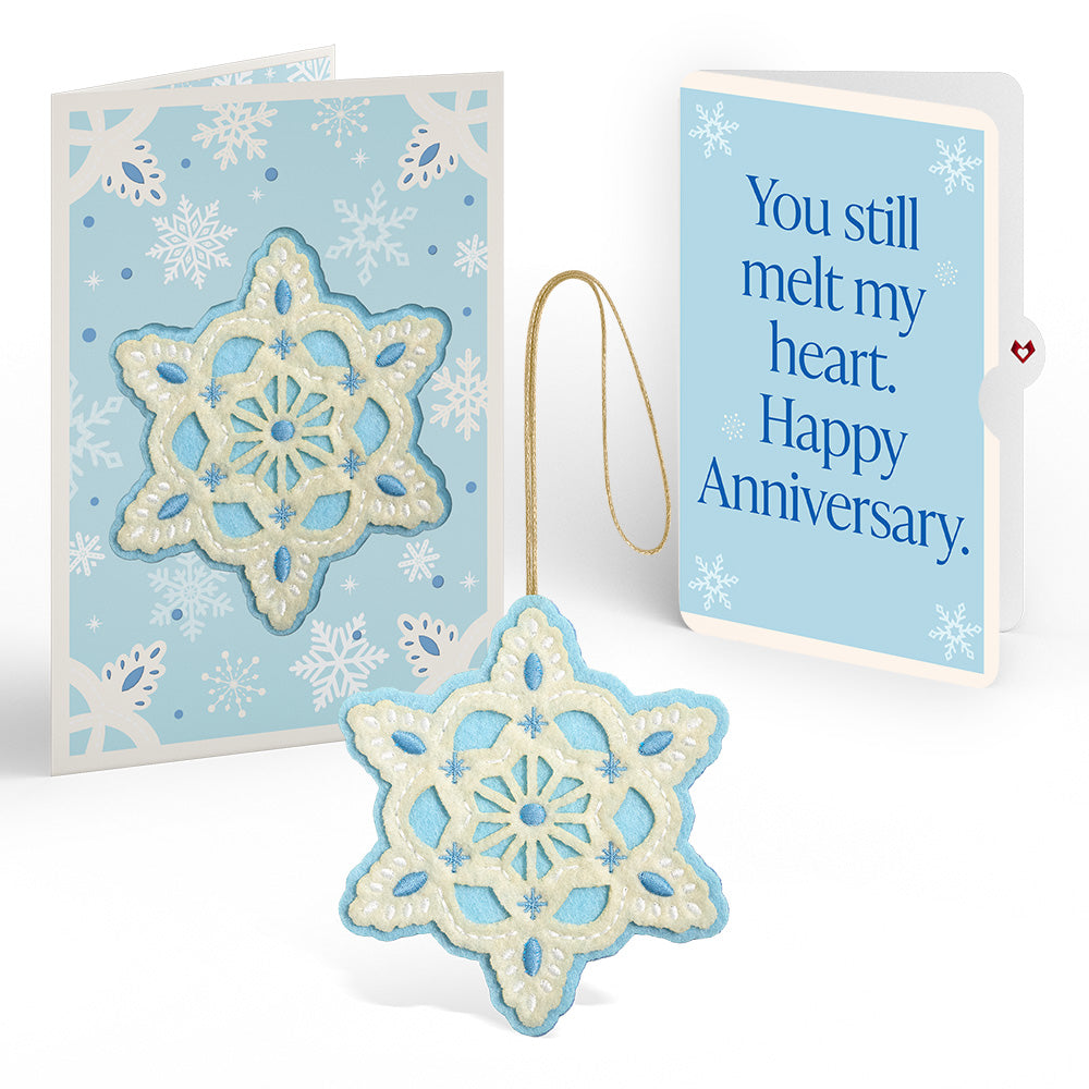 Icy Snowflake HeartFelt Charm Card™ and Melt My Heart Anniversary Sentiment Set