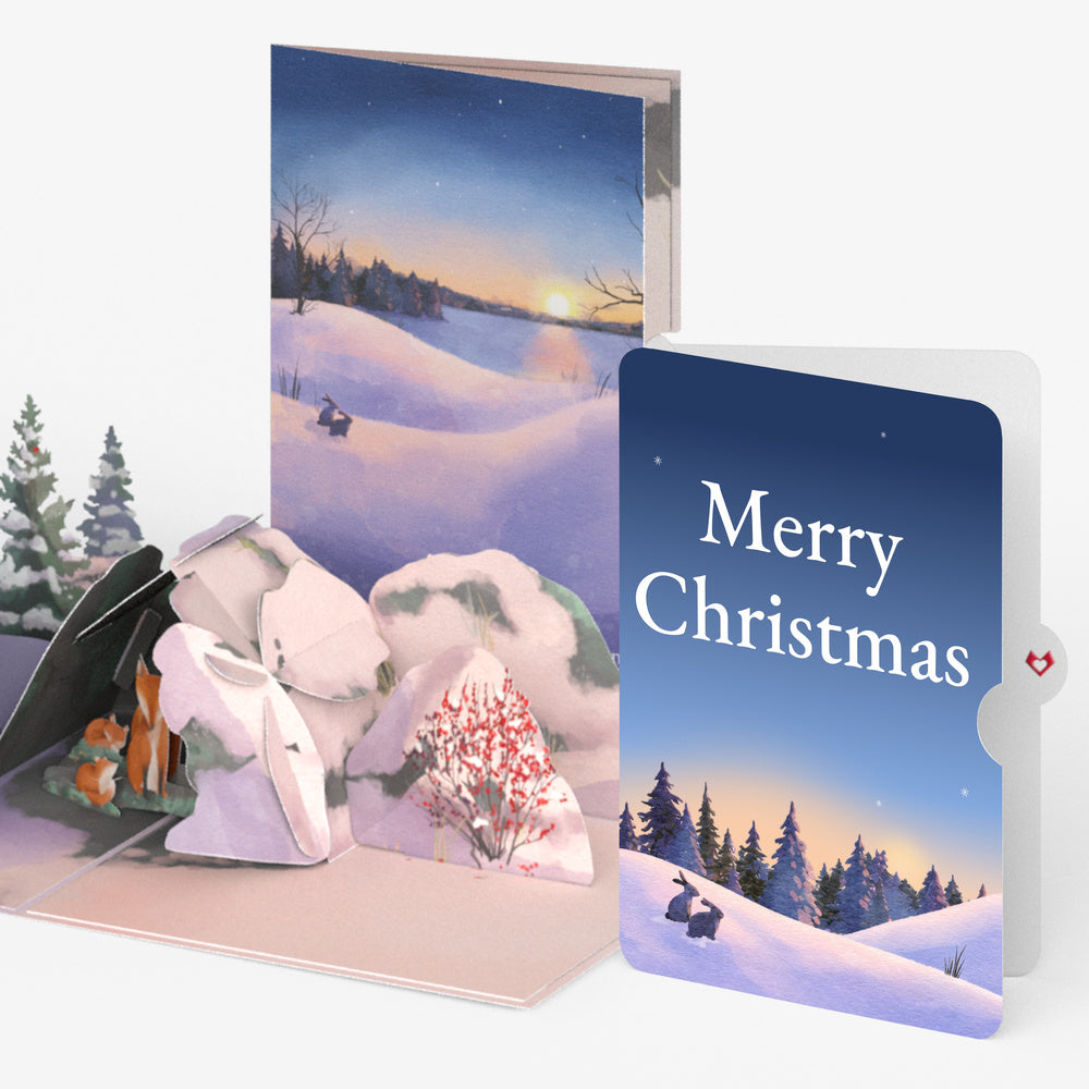 Winter Fox Peaceful Holiday Christmas Pop-Up Card and Sentiment Set