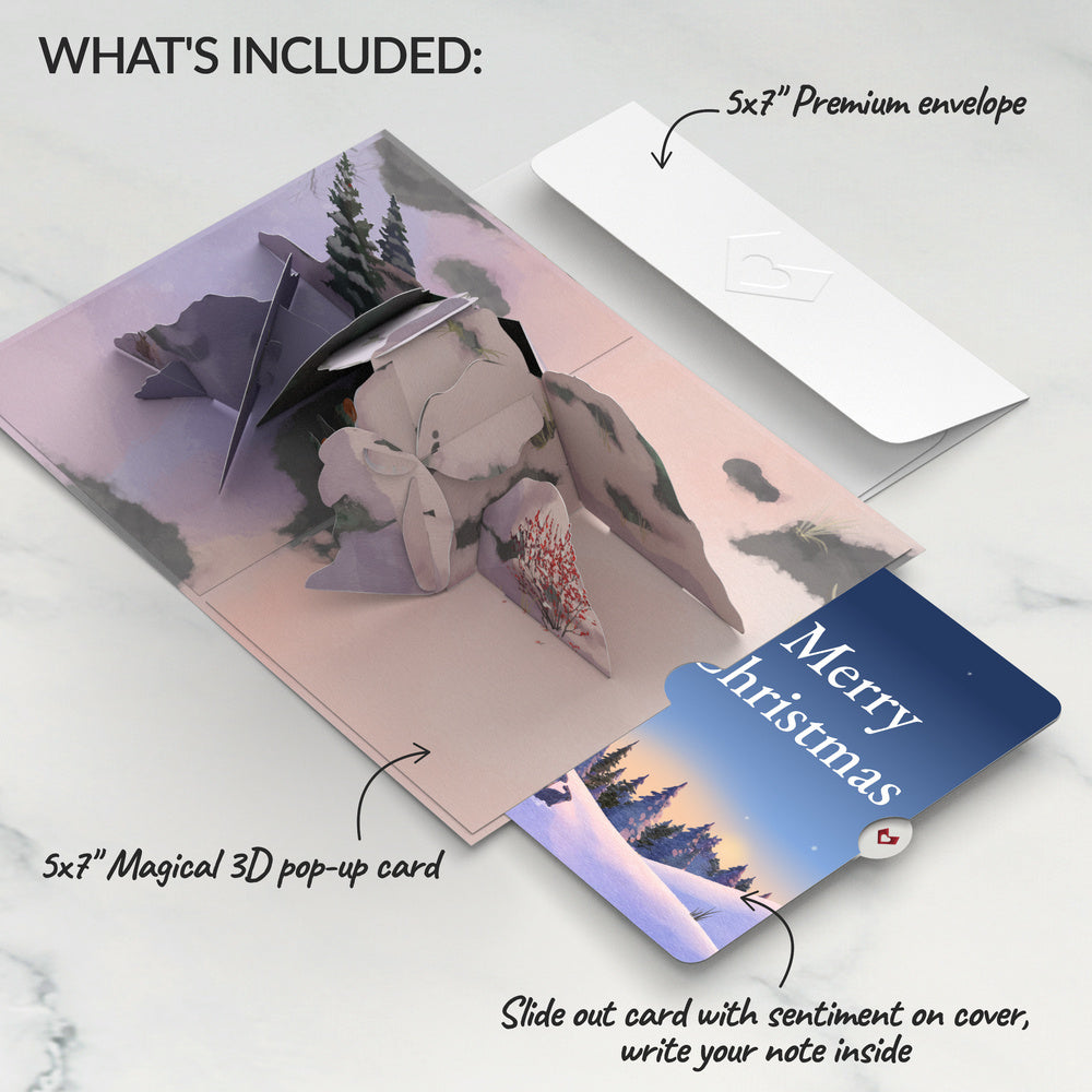 Winter Fox Peaceful Holiday Christmas Pop-Up Card and Sentiment Set