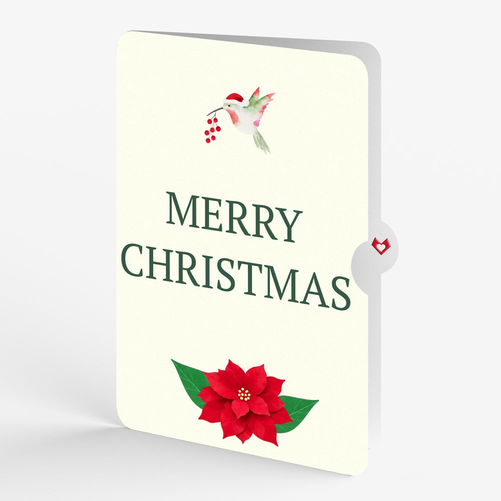 Hummingbirds on Poinsettias Christmas Pop-Up Card and Sentiment Set