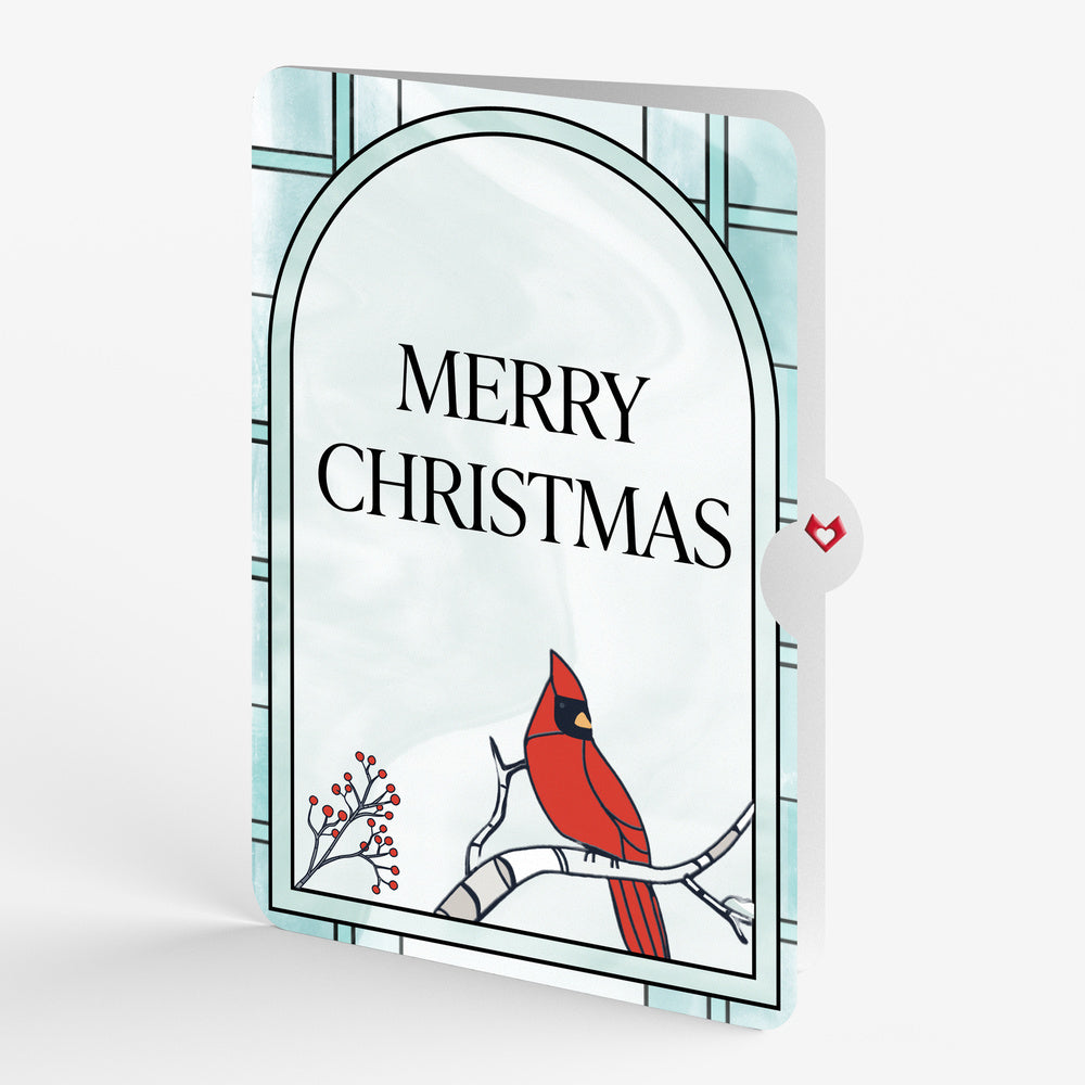 Stained Glass Winter Cardinal Christmas Pop-Up Card and Sentiment Set
