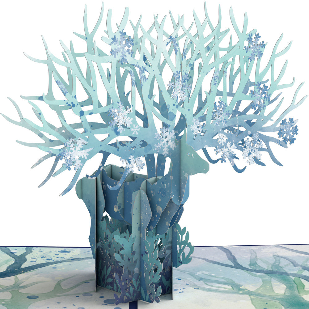 Winter Surreal Deer Christmas Pop-Up Card and Sentiment Set