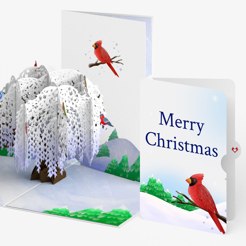 Winter Willow Tree Birds Christmas Pop-Up Card and Sentiment Set