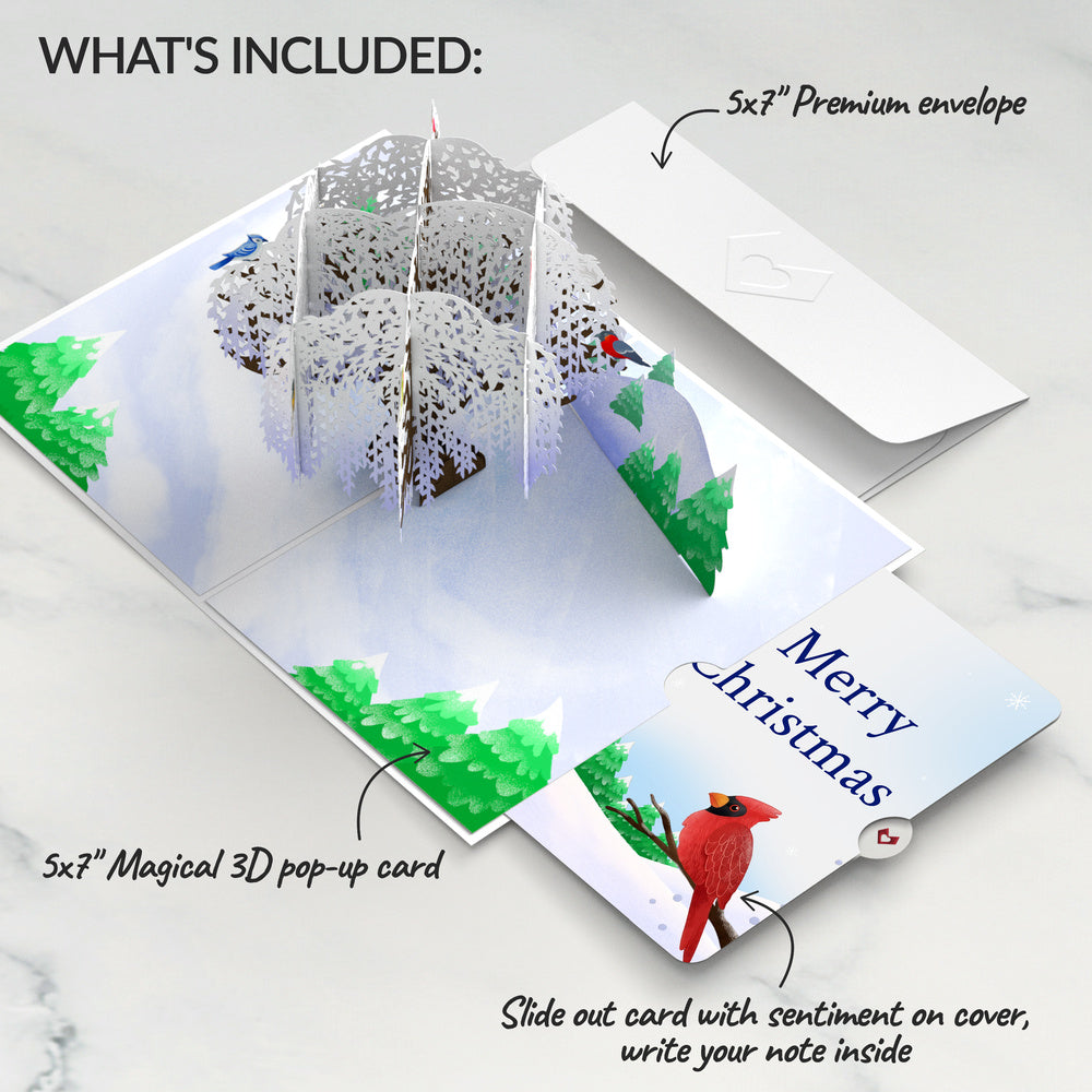 Winter Willow Tree Birds Christmas Pop-Up Card and Sentiment Set