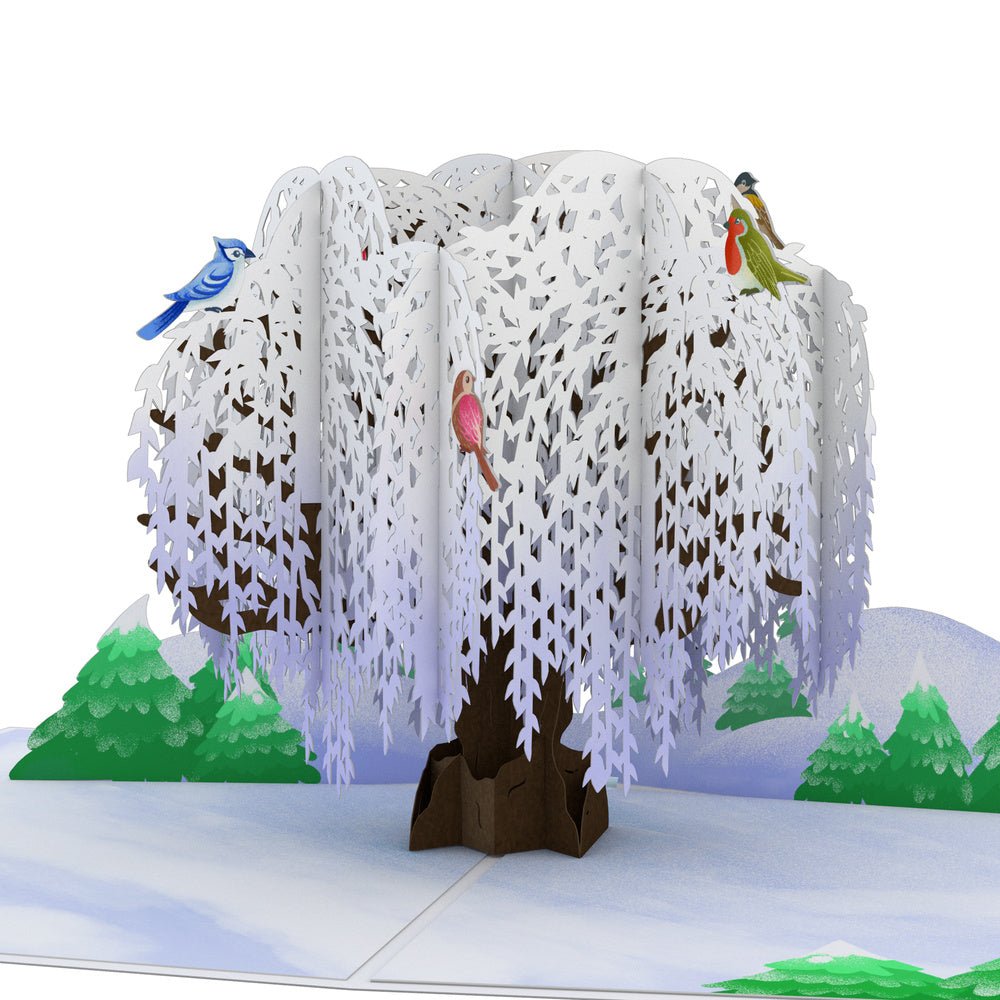 Winter Willow Tree Birds Christmas Pop-Up Card and Sentiment Set