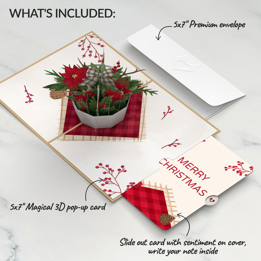 Poinsettia Flower Basket Christmas Pop-Up Card and Sentiment Set