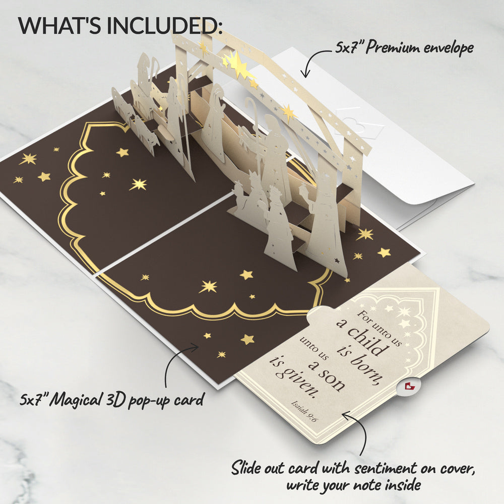 Elegant Nativity Christmas Pop-Up Card and A Child Is Born Sentiment Set