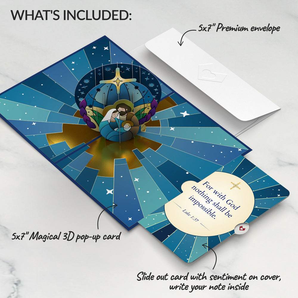 Stained Glass Holy Family Christmas Pop-Up Card and Nothing Is Impossible Sentiment Set