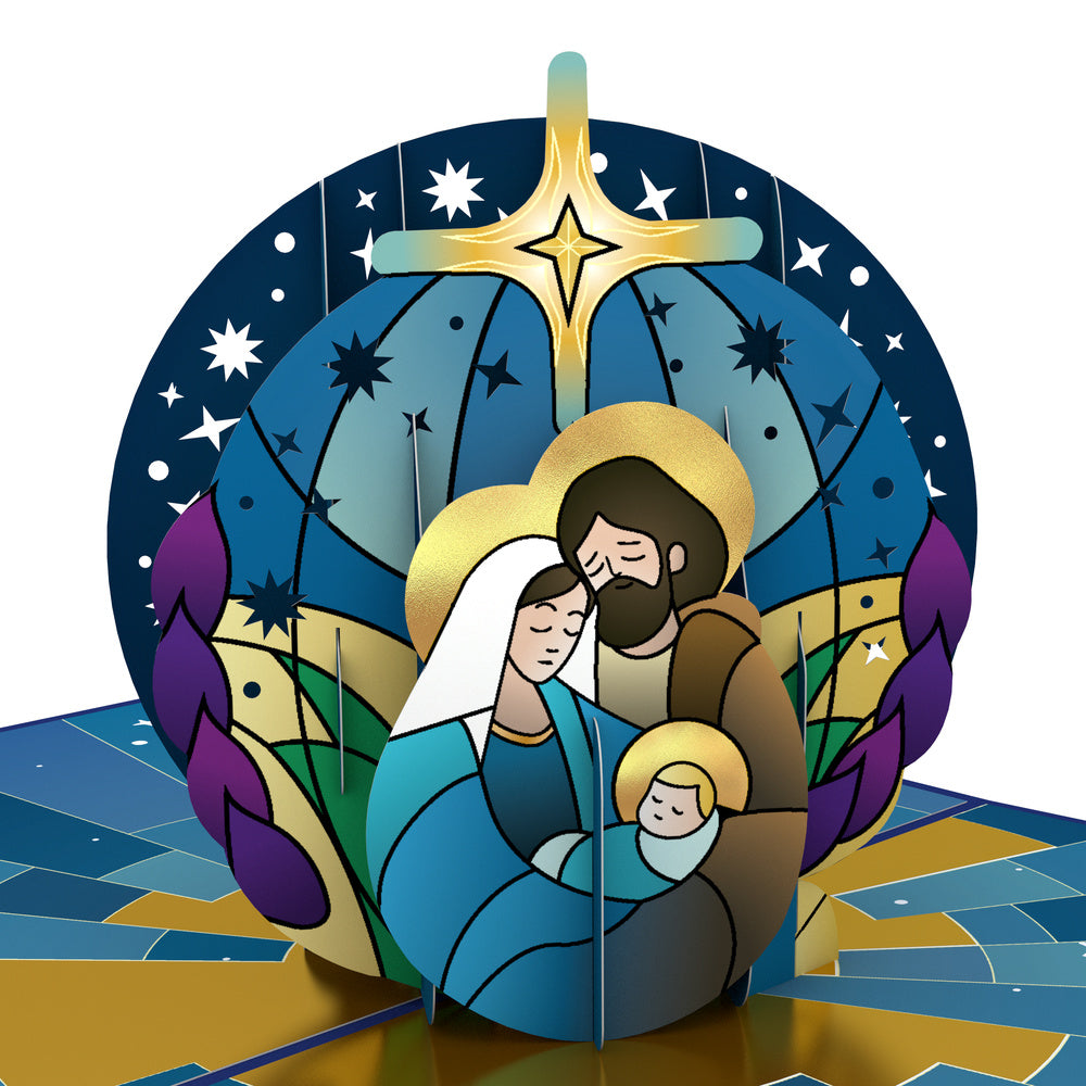 Stained Glass Holy Family Christmas Pop-Up Card and Nothing Is Impossible Sentiment Set