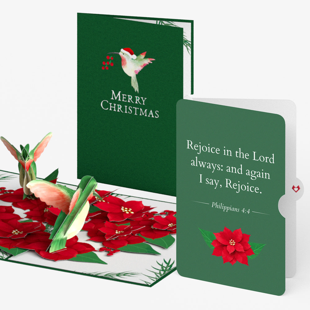 Christmas Hummingbirds Pop-Up Card and Rejoice in the Lord Sentiment Set