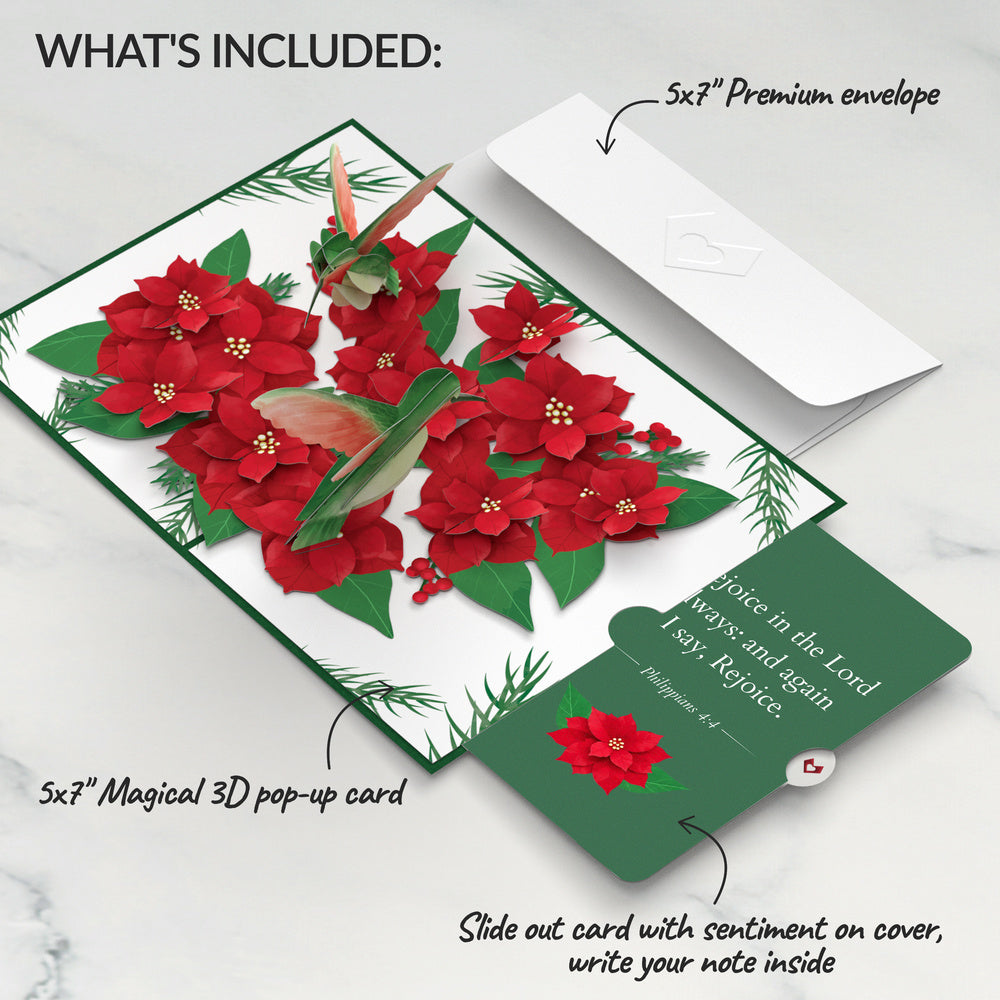 Christmas Hummingbirds Pop-Up Card and Rejoice in the Lord Sentiment Set