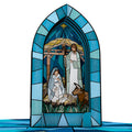 Stained Glass Nativity Window Christmas Pop-Up Card and God With Us Sentiment Set
