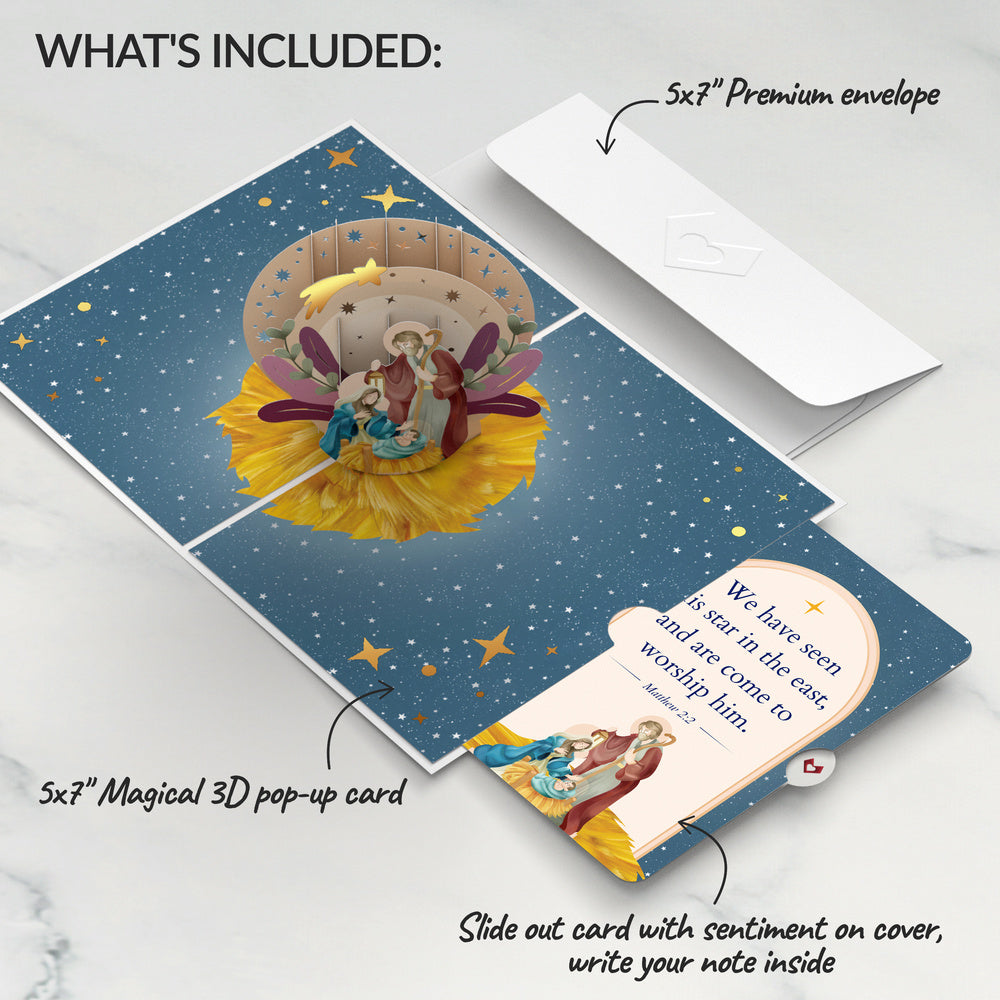 Painted Celestial Nativity Christmas Pop-Up Card and Following His Star Sentiment Set