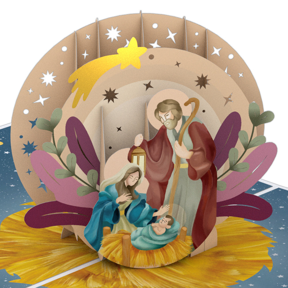Painted Celestial Nativity Christmas Pop-Up Card and Following His Star Sentiment Set