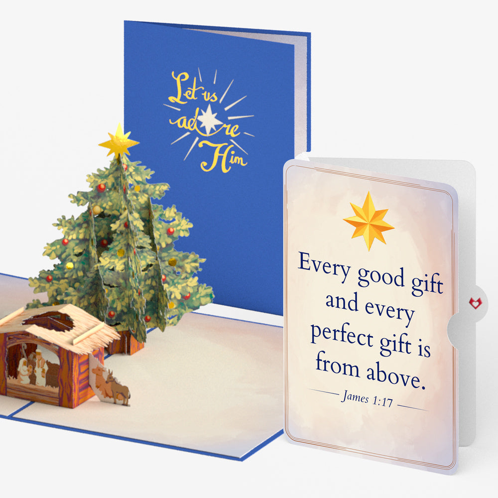 Nativity Christmas Tree Pop-Up Card and Gifts From Above Sentiment Set