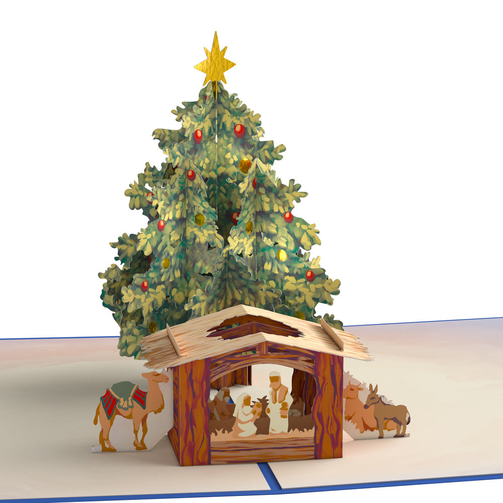 Nativity Christmas Tree Pop-Up Card and Gifts From Above Sentiment Set