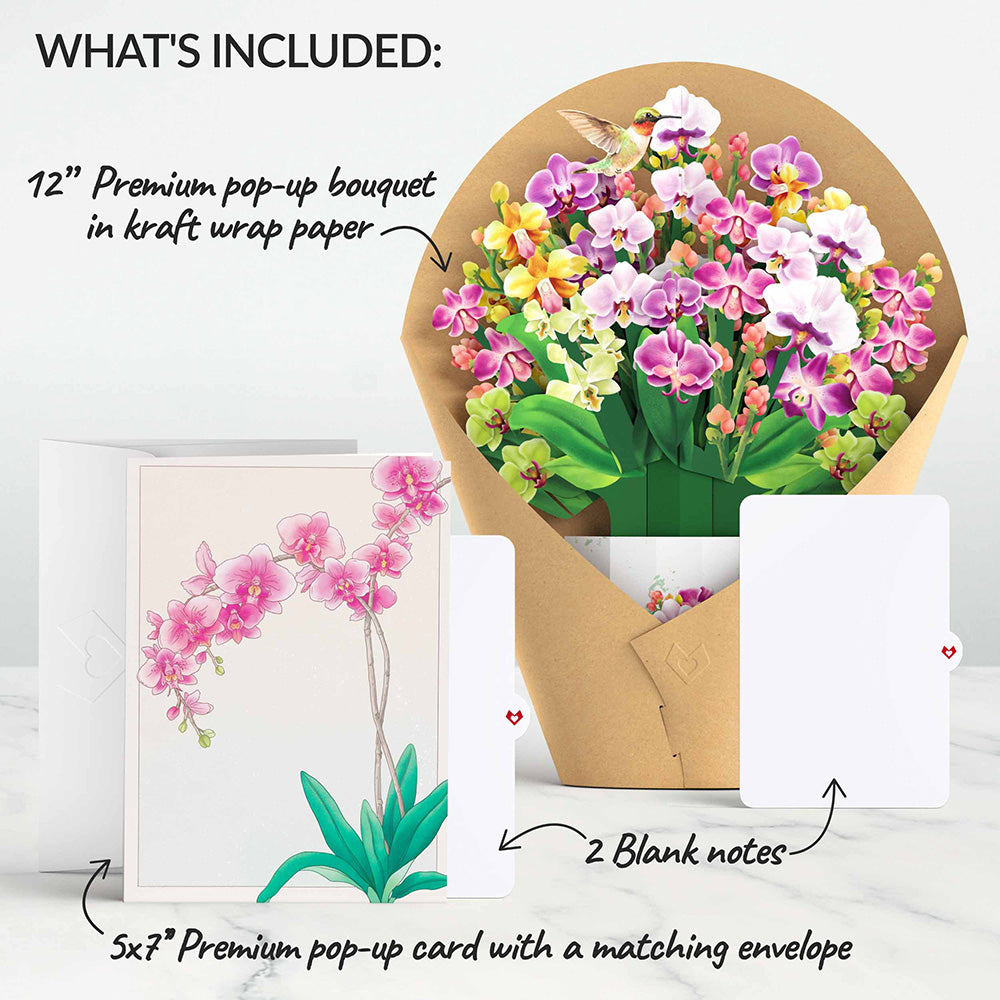 Mother's Day Orchid Pop-Up Card & Bouquet Bundle