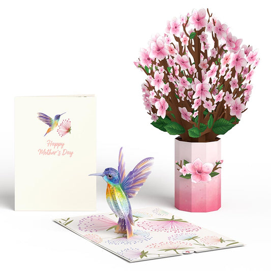 Mother's Day Hummingbird Pop-Up Card & Bouquet Bundle