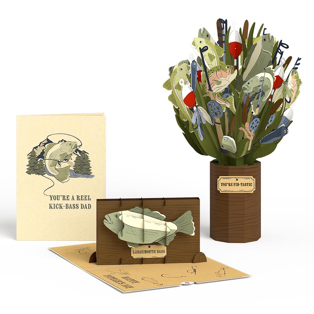 Kick-Bass Dad Father's Day Pop-Up Card & Bouquet Bundle