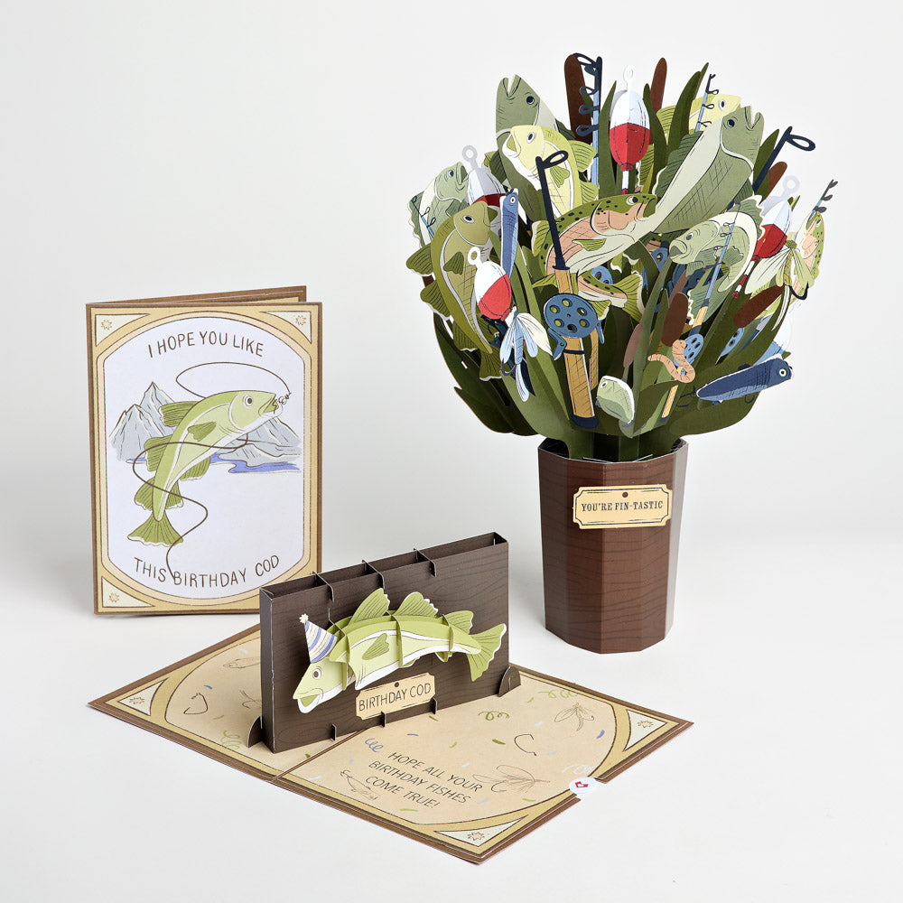 Birthday Cod Pop-Up Card & Bouquet Bundle