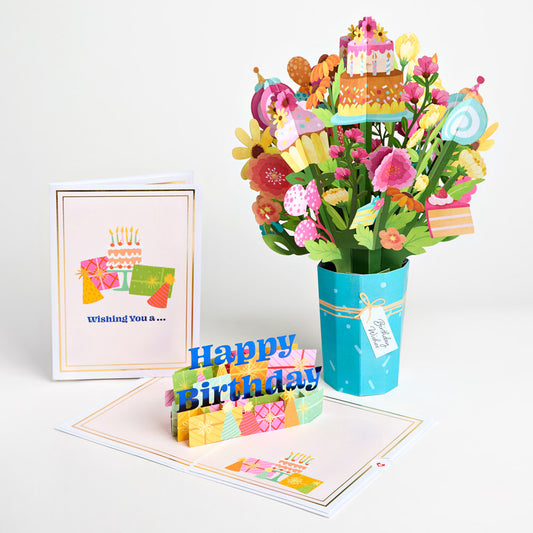 Wishing You a Happy Birthday Pop-Up Card & Bouquet Bundle
