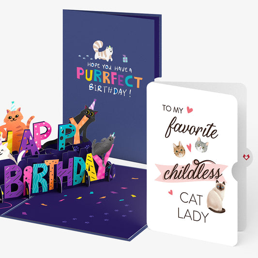 Happy Birthday Cats for the Childless Cat Lady Pop-up Cards
