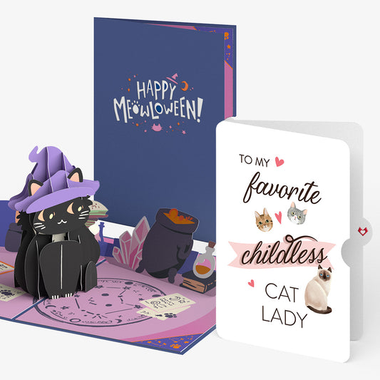 Happy Halloween Childless Cat Lady Pop-up Cards