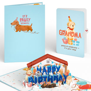 Happy Birthday Dogs Pop-Up Card and Sentiment Set for Grandma greeting card -  Lovepop