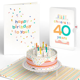 Confetti Cake 40th Birthday Pop-Up Card and Sentiment Set greeting card -  Lovepop